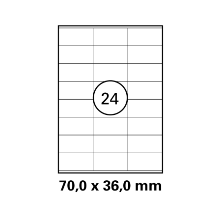100 Blatt Drucker Etiketten 70 x 36 mm Selbstklebend DIN A4 (2400 St. Etiketten) Laser Copy Inkjet