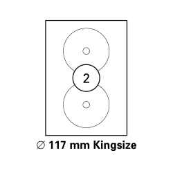 100 Blatt Drucker Etiketten Ø 117 mm KingSize...