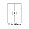 100 Blatt Drucker Etiketten 99,1 x 139 mm selbstklebend DIN A4 (400 St. Etiketten) Laser Copy Inkjet