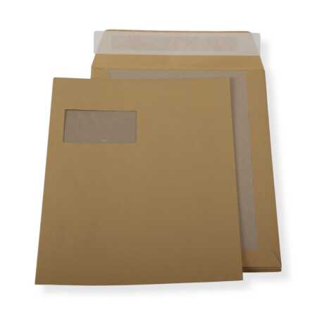 C4 Papprückwand-Versandtaschen mit Fenster · stabiler 450g Karton · Umschläge 229 x 324 mm