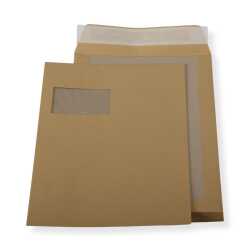 C4 Papprückwand-Versandtaschen mit Fenster · stabiler 450g Karton · Umschläge 229 x 324 mm