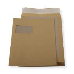 C4 Papprückwand-Versandtaschen mit Fenster · stabiler 450g Karton · Umschläge 229 x 324 mm