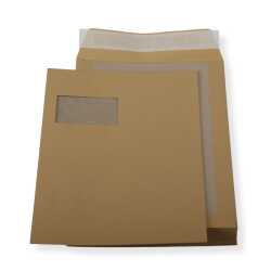 C4 Papprückwand-Versandtaschen mit Fenster · stabiler 450g Karton · Umschläge 229 x 324 mm