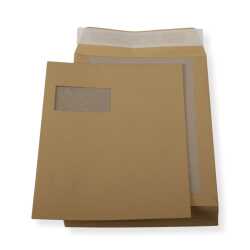 C4 Papprückwand-Versandtaschen mit Fenster · stabiler 450g Karton · Umschläge 229 x 324 mm