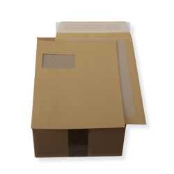 C4 Papprückwand-Versandtaschen mit Fenster · stabiler 450g Karton · Umschläge 229 x 324 mm