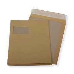 C4 Papprückwand-Versandtaschen mit Fenster · stabiler 450g Karton · Umschläge 229 x 324 mm