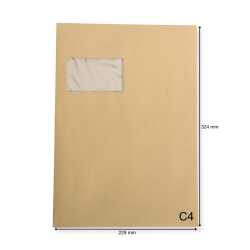 C4 Papprückwand-Versandtaschen mit Fenster · stabiler 450g Karton · Umschläge 229 x 324 mm
