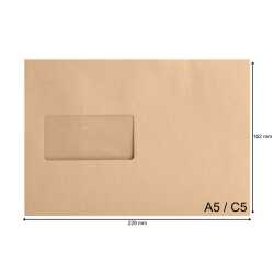 Versandtaschen DIN A5 C5 braun mit Fenster haftklebend Briefumschläge Kuvert HK 500 Stück