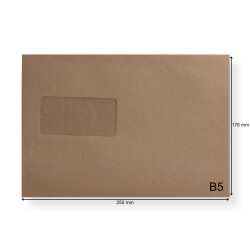 Versandtaschen DIN B5 braun mit Fenster haftklebend Briefumschläge Kuvert HK