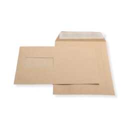 Versandtaschen DIN B5 braun mit Fenster haftklebend...