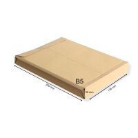 B5 Faltenversandtaschen braun mit 32 mm Falte 110 g Kuvert 176x250x32 mm haftklebend Briefumschläge HK Briefhüllen 100 Stück
