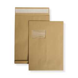 C4 Faltentaschen mit Fenster 2 cm Falte braun ·...