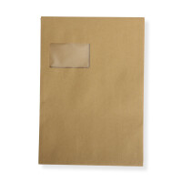 C4 Faltenversandtaschen mit Fenster braun Stehboden und 20 mm Falte 130 g Kuvert 229x324x20 mm haftklebend Briefumschläge HK Briefhüllen 50 Stück