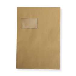 C4 Faltenversandtaschen mit Fenster braun Stehboden und 20 mm Falte 130 g Kuvert 229x324x20 mm haftklebend Briefumschläge HK Briefhüllen 250 Stück