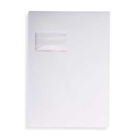 C4 Faltentaschen mit Fenster · 2 cm Falte weiß · haftklebender Briefumschlag 229x324x20 mm