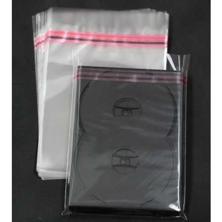 Schutzhüllen für DVD Hüllen Box aus Folie mit Klappe und Adhäsionsverschluss 152x198 mm 25 Stück