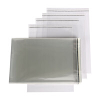 Schutzhülle B5, 181 x 250 mm + 30 mm Klappe mit Klebeverschluss, transparent 50 Stück