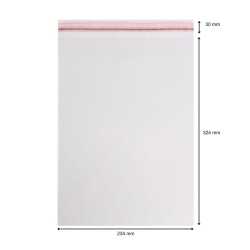 Schutzhülle A4, 234 x 324 mm + 30 mm Klappe mit Klebeverschluss, transparent 50 Stück
