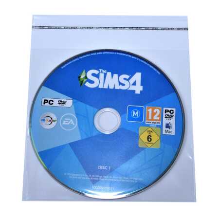 Schutzhülle CD-Format, 125 x 120 mm + 30 mm Klappe mit Klebeverschluss, transparent